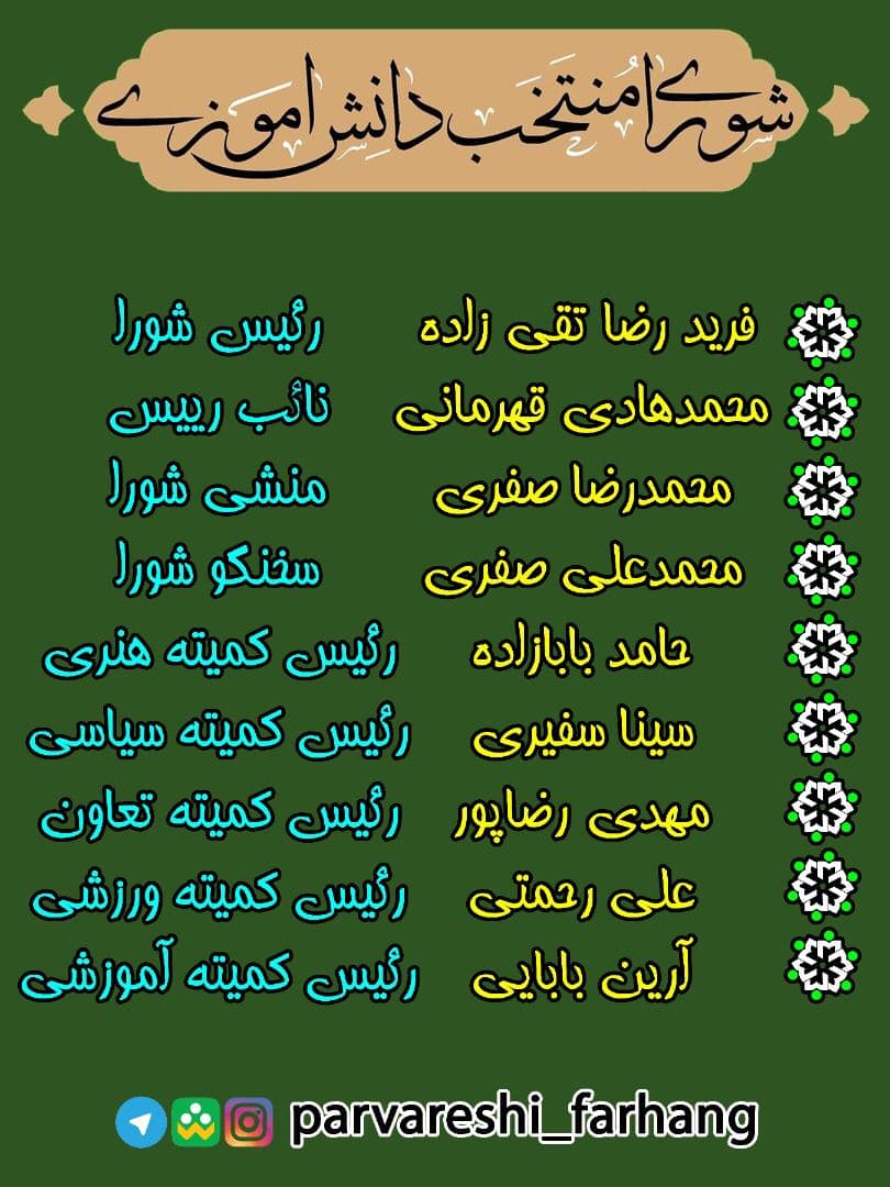 نتایج انتخابات داخلی شورای دانش آموزی